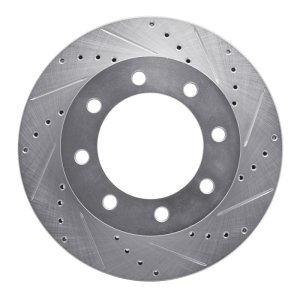 Ford F-250 Super Duty Brake Rotor (1) - Front Right - R1 Concepts - Drilled & Slotted - Silver - `05-`12